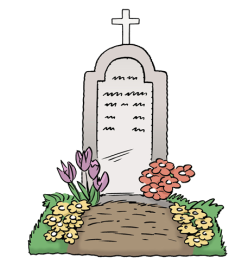 Ein mit Blumen geschmücktes Grab mit Grabstein